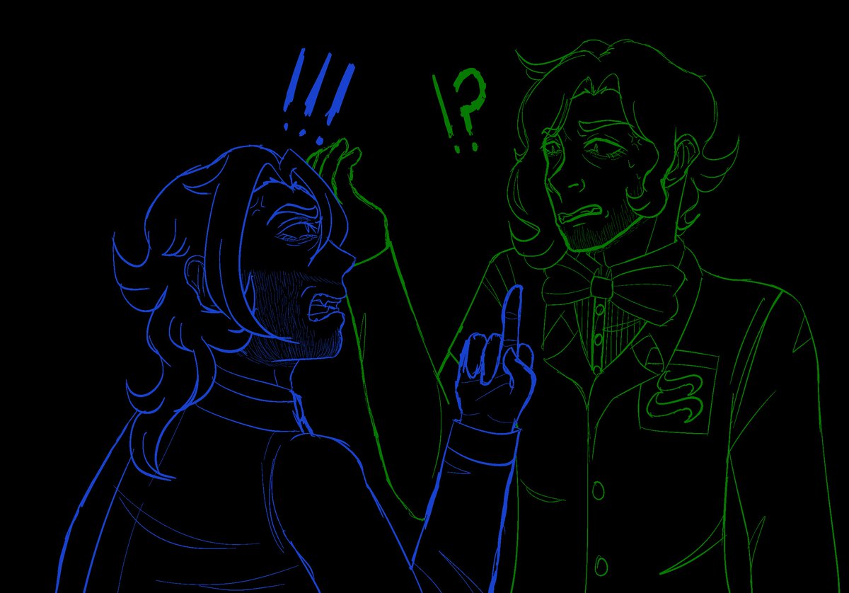 MantaCyrus's tweet photo. The boys are fighting.. (this is a very common occurrence but I only just now drew it lmao) https://t.co/NhjbHcKeP6