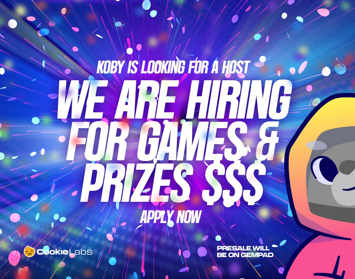 🔥 We’re Hiring! 🔥

$KOBY is all about the hype, and now we’re bringing the fun to a whole new level! 🎉 We’re looking for a Games &amp; Prizes + Weekly AMA Host to join the team in a paid position! 💸💥

Your mission? To bring the party with epic games, cash giveaways, and keep the