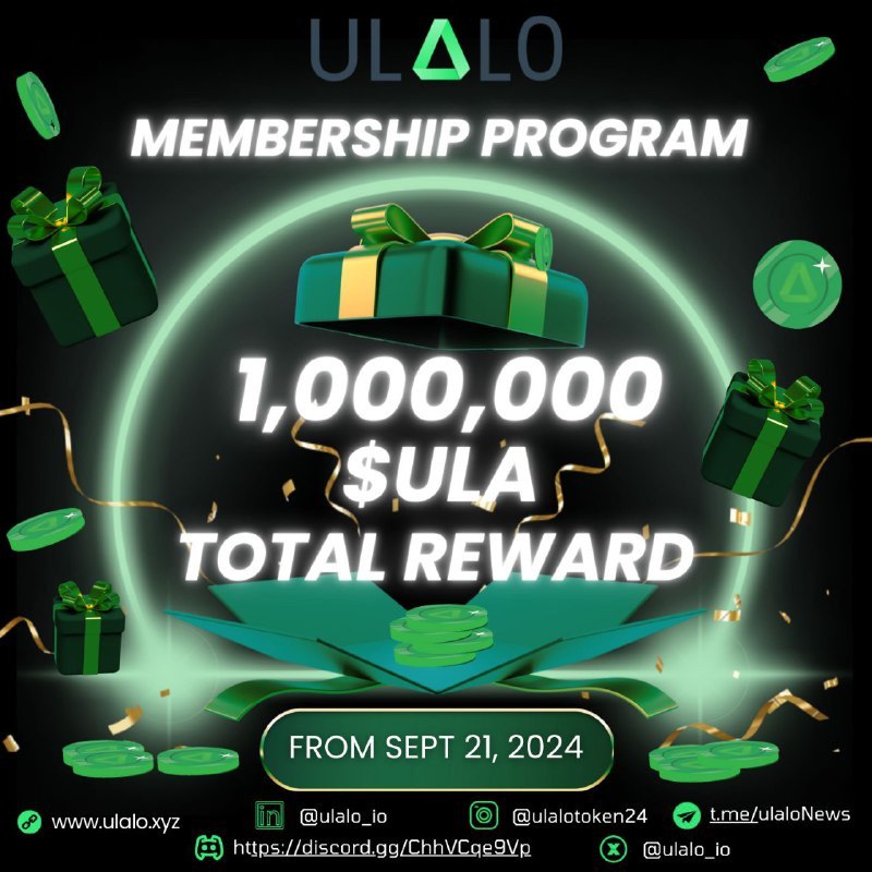 CryptoVPromo's tweet image. ⚡️ Membership Program: $ULA 1,000,000  to grab ! ⚡️

Starting September 21, 2024, ULALO is launching an exciting Membership Program with 1,000,000 $ULA tokens to grab.

This is your chance to earn big, become one of the first $ULA holders, and unlock special perks as part of…