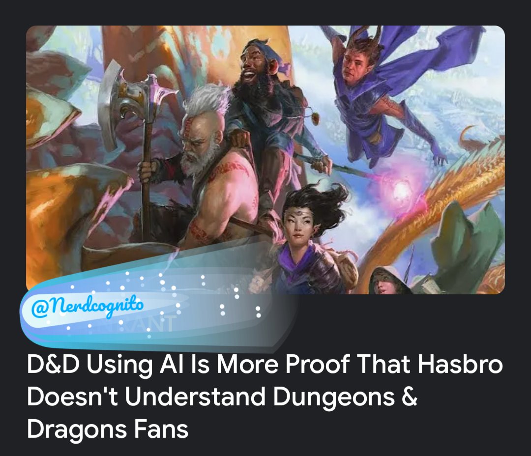 Most fans don't give a hoot about AI. 

Hasbro doesn't understand Dungeons &amp; Dragons, period.  

And here's a surprise, neither does the pop gaming media.