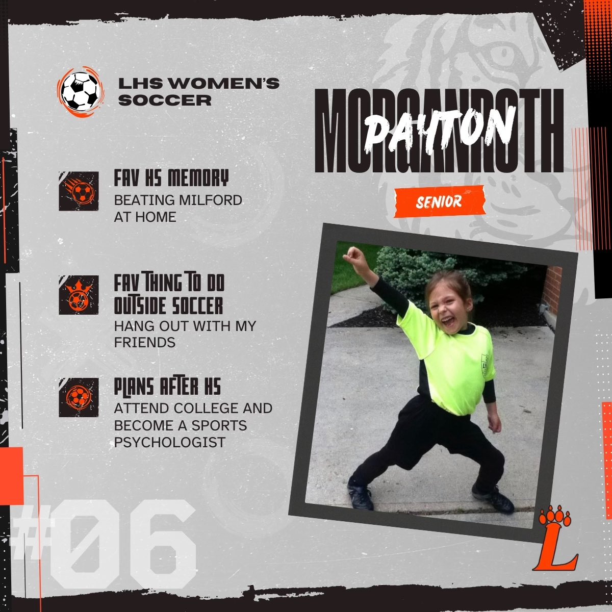 LHSWsoccer's tweet photo. Senior Spotlight: #6 Payton Morganroth https://t.co/pW5ltbfI78