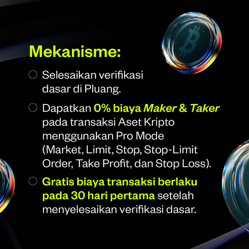pluang_id's tweet photo. Transaksi Crypto Tanpa Biaya? ๐ธโจ
Dapatkan 0% biaya transaksi Crypto untuk 30 hari pertama setelah KYC 1! ๐ Yuk, daftar sekarang dan hemat lebih banyak di setiap transaksi!
#ProFeatures #PluangProFeatures #TradingLebihPro #MasterTheMarket #NextLevelTrading