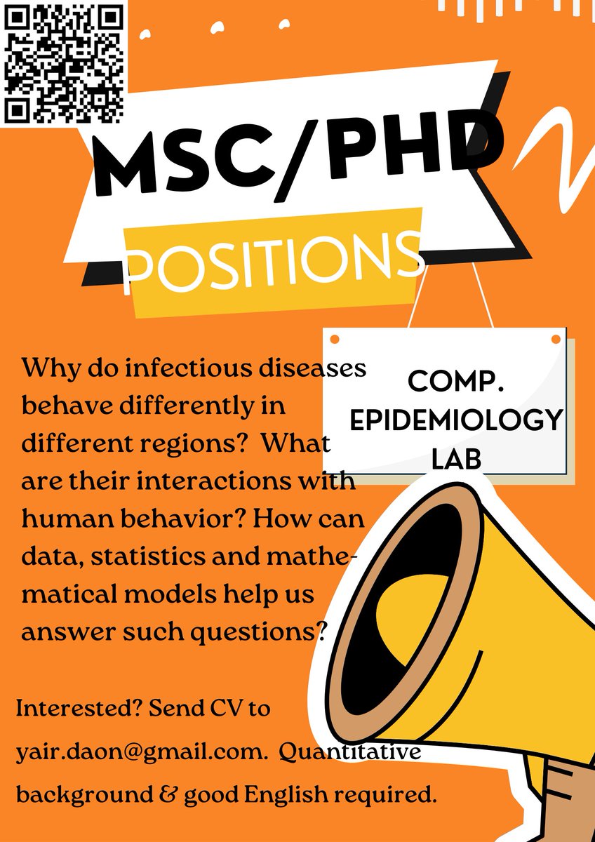 Yair Daon (@yairdaon) on Twitter photo I'm looking for MSc and PhD students. We will study global and instantaneous causes and drivers of outbreaks of infectious diseases. If you want to know what math + computing can do for the study of infectious diseases HMU.
<a href="/biumedicine/">Bar- Ilan Faculty of Medicine</a> I'm looking for MSc and PhD students. We will study global and instantaneous causes and drivers of outbreaks of infectious diseases. If you want to know what math + computing can do for the study of infectious diseases HMU.
<a href="/biumedicine/">Bar- Ilan Faculty of Medicine</a>