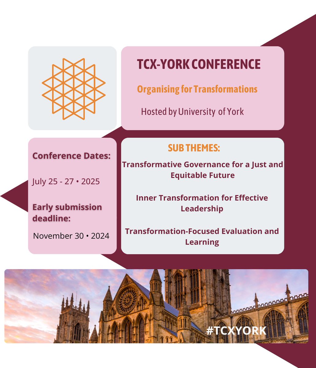 YESIUoY's tweet image. 🌍Submissions are open for TCX-YORK, June 25-27, 2025. 

Showcase your expertise in sustainability transformations. Submit proposals for presentations, workshops &amp;amp; more

👉#TCXYORK: transformationscommunity.org/tcx-york-confe…