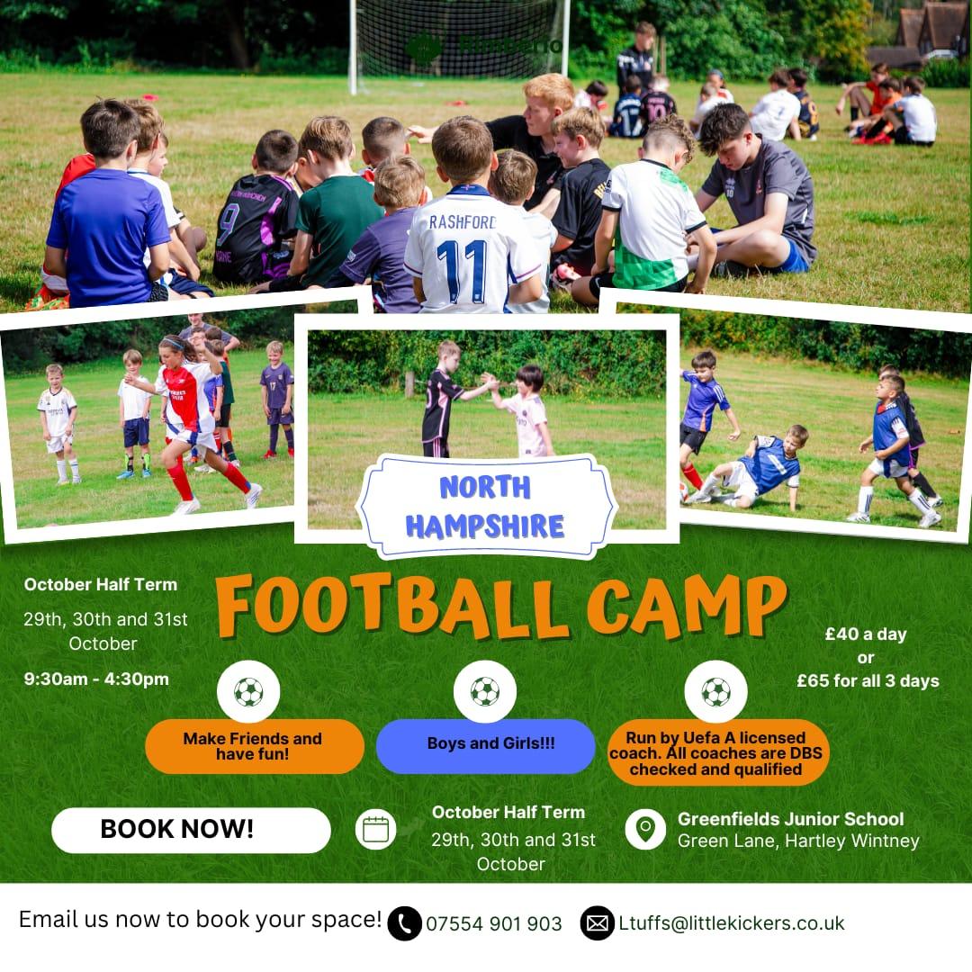 Hartley Wintney Junior Football Club (@hwjfc1996) on Twitter photo North Hampshire Football Camp in October half term at Greenfields School, Hartley Wintney .
To book email ltuffs@littlekickers.co.uk. North Hampshire Football Camp in October half term at Greenfields School, Hartley Wintney .
To book email ltuffs@littlekickers.co.uk.