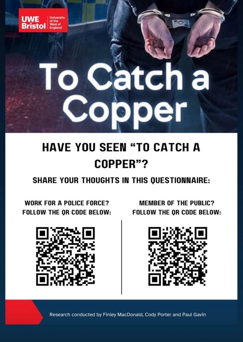 Finley MacDonald (@finleygracemac) on Twitter photo Have you seen To Catch A Copper? Please fill in our survey below!
Policing - lnkd.in/ekm7N4Jc
Public - lnkd.in/eQxDCDwc
<a href="/PaulGavinTweets/">Paul Gavin</a> <a href="/Cody_N_Porter/">Dr Cody Porter</a> Have you seen To Catch A Copper? Please fill in our survey below!
Policing - lnkd.in/ekm7N4Jc
Public - lnkd.in/eQxDCDwc
<a href="/PaulGavinTweets/">Paul Gavin</a> <a href="/Cody_N_Porter/">Dr Cody Porter</a>