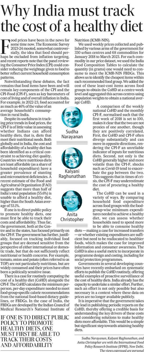 Roshan Kishore (@roshanjnu) on Twitter photo .<a href="/_SudhaNarayanan/">Sudha Narayanan</a> <a href="/kalraghunathan/">Kalyani</a> & @AnitaChristophr make an important argument on why India must track the cost of a nutritious diet in today's <a href="/htTweets/">Hindustan Times</a> .<a href="/_SudhaNarayanan/">Sudha Narayanan</a> <a href="/kalraghunathan/">Kalyani</a> & @AnitaChristophr make an important argument on why India must track the cost of a nutritious diet in today's <a href="/htTweets/">Hindustan Times</a>