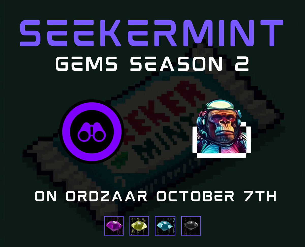 seekermint_app's tweet image. @ordzaar bullish on Seekermint
@seekermint_app bullish on Ordzaar
GEMS SEASON 2 MINT, 7th October on Ordzaar
First non custodial staking with Ordinals.
💎 Mint details:
Total supply: 5000
Ordzaar supply: 2600
Presale 2400, sold and live on @MEonBTC
OG WL Price: 0.0004 BTC…