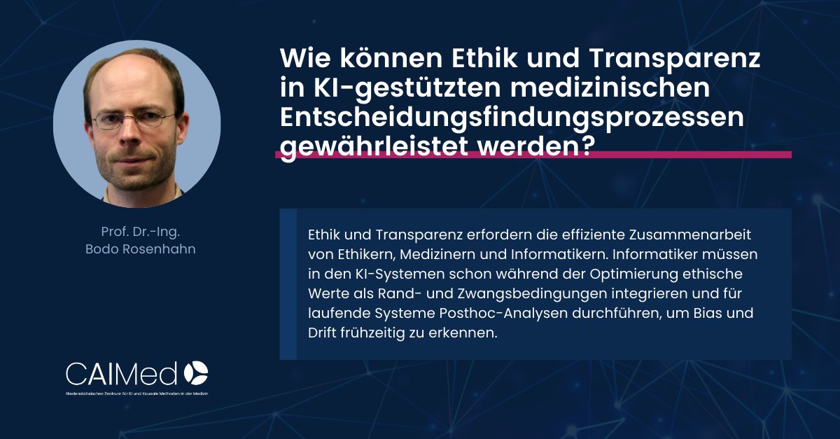 CAIMed (@caimed_de) on Twitter photo ❓ 𝗘𝘀 𝗶𝘀𝘁 𝘄𝗶𝗲𝗱𝗲𝗿 𝗭𝗲𝗶𝘁 𝗳ü𝗿 "𝟯 𝗙𝗿𝗮𝗴𝗲𝗻 𝗮𝗻..."!
Dieses Mal befragen wir Prof. Dr.-Ing. Bodo Rosenhahn, Professor an der <a href="/LeibnizUni/">Leibniz Uni Hannover</a> , Leiter der Gruppe zur automatisierten Bildinterpretation, sowie Direktor am <a href="/l3s_luh/">L3S Research Center @L3S_Research_Center@wisskomm</a> und CAIMed-Mentor.
#aiinhealthcare ❓ 𝗘𝘀 𝗶𝘀𝘁 𝘄𝗶𝗲𝗱𝗲𝗿 𝗭𝗲𝗶𝘁 𝗳ü𝗿 "𝟯 𝗙𝗿𝗮𝗴𝗲𝗻 𝗮𝗻..."!
Dieses Mal befragen wir Prof. Dr.-Ing. Bodo Rosenhahn, Professor an der <a href="/LeibnizUni/">Leibniz Uni Hannover</a> , Leiter der Gruppe zur automatisierten Bildinterpretation, sowie Direktor am <a href="/l3s_luh/">L3S Research Center @L3S_Research_Center@wisskomm</a> und CAIMed-Mentor.
#aiinhealthcare