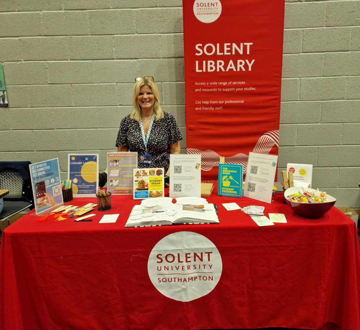 SolentLibrary's tweet image. We're cooking up a storm at the student fayre!
A real recipe for knowledge!
What are we talking about? come to our table and find out!  #food #FunkyNotes #QRCodes #recipes #library