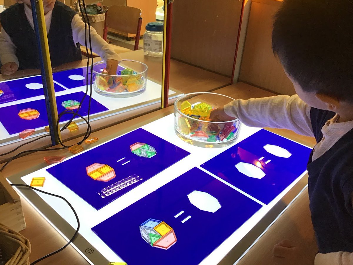 This 3-yo student knows which piece he'll need before he reaches for it!