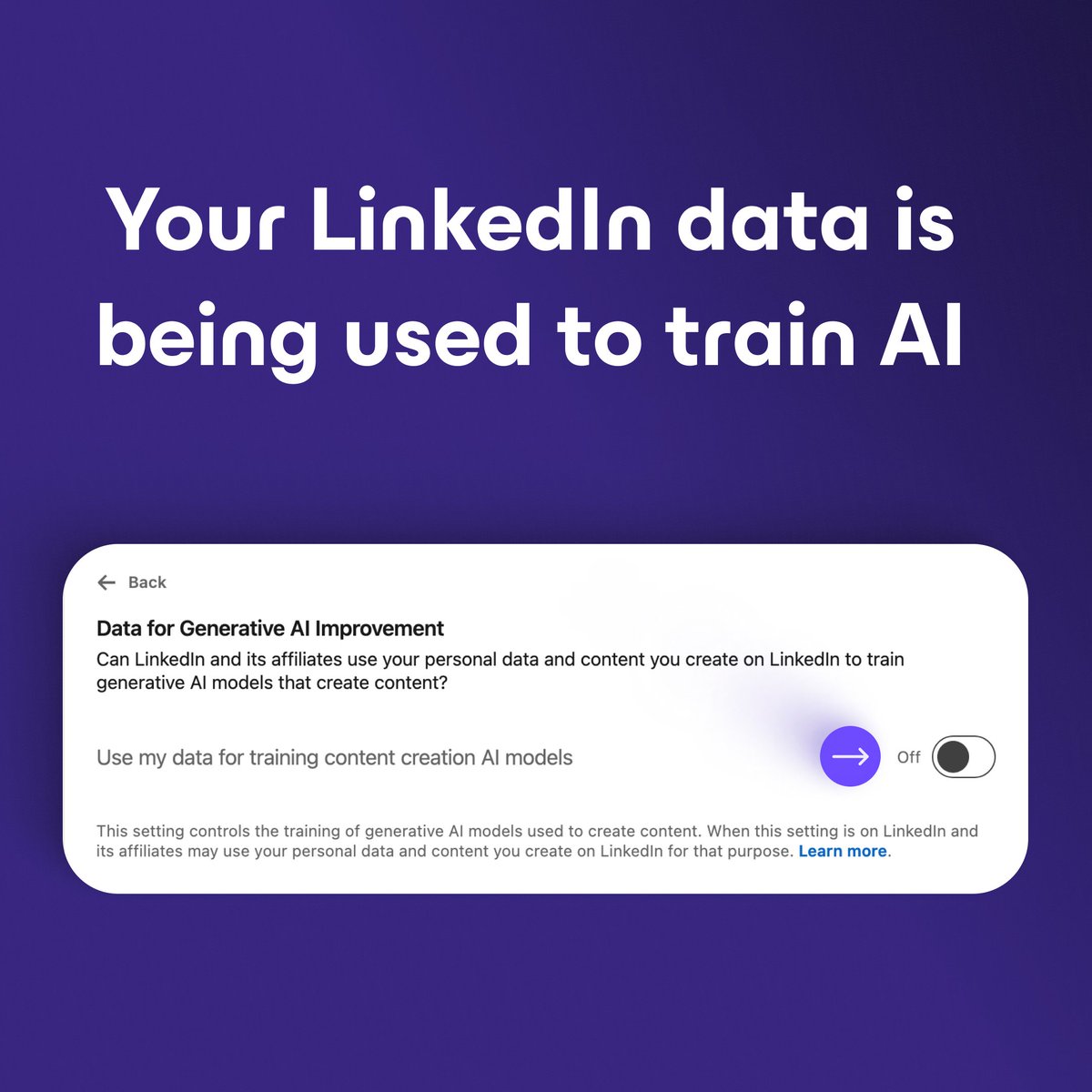 ProtonPrivacy's tweet photo. LinkedIn is using your data for AI training by default. Here's how to opt-out. 🚨 https://t.co/RfgQ79ojTg