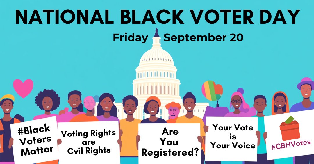 🗳️ Tomorrow is National Black Voter Day! 🗳️  
Our voices are our power, and voting is a key way we drive change. ✊🏾 Black Americans have fought too long and hard for the right to vote—now it's up to us to keep pushing forward.  
Register today.  Make sure every vote counts. ✨