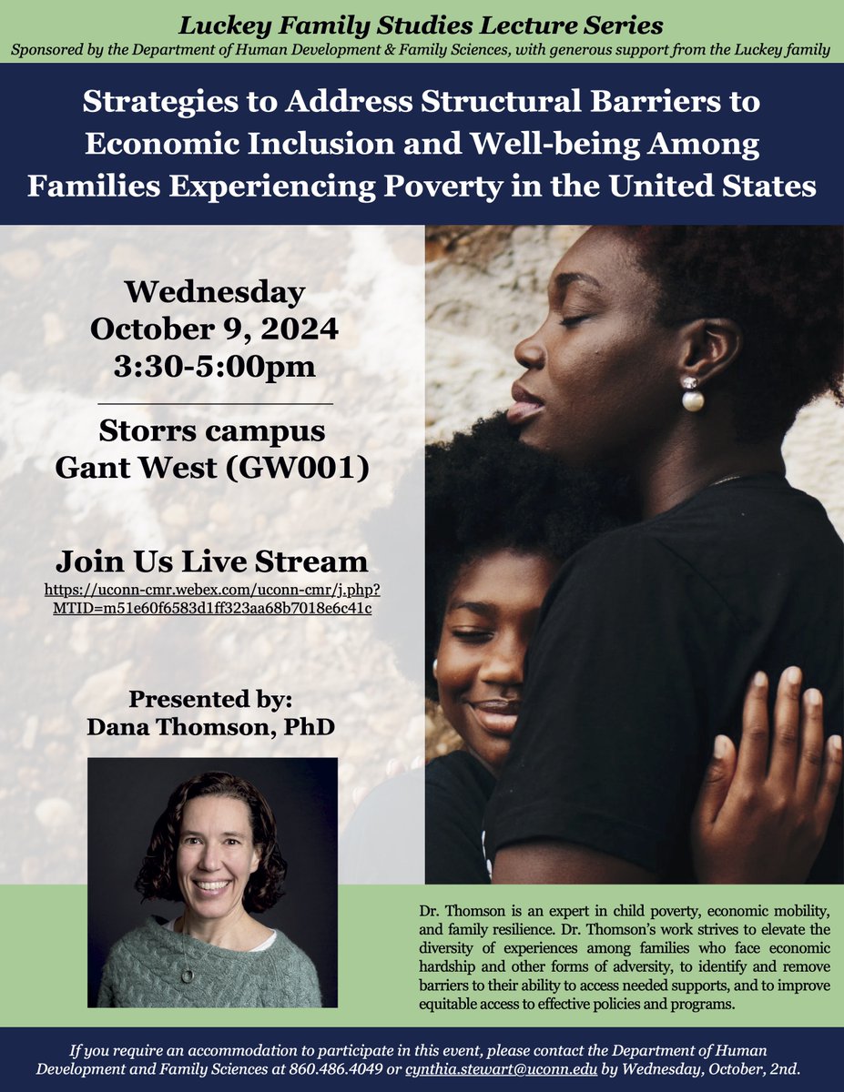 Mark your calendars! This year’s Luckey Family Lecture speaker will be Dana Thomson from Child Trends on October 9.

<a href="/UConnCLAS/">UConn CLAS</a>