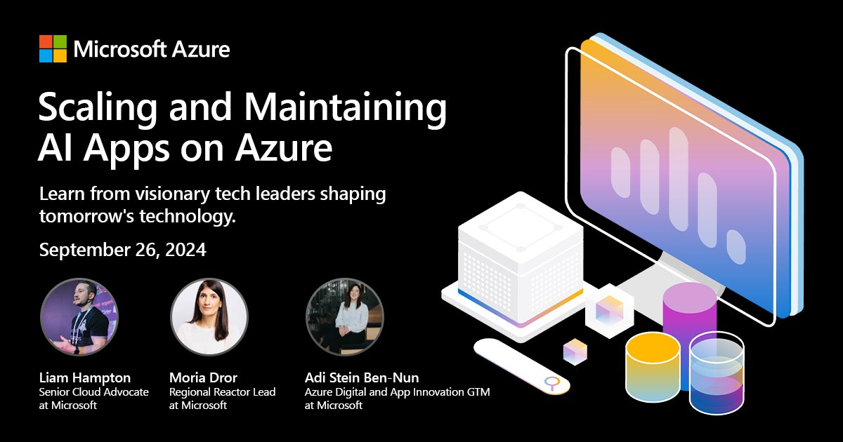 Nimm am Webinar am 26. September teil, um zu lernen, wie man:
🔹 azd-Vorlagen mit Azure OpenAI verwendet 🤖
🔹 Über Open-Source beiträgt 🌍
🔹 App-Probleme überwacht und behebt 🔧

Jetzt anmelden: msft.it/6010mr4CQ

#GenAI #SoftwareEntwickler