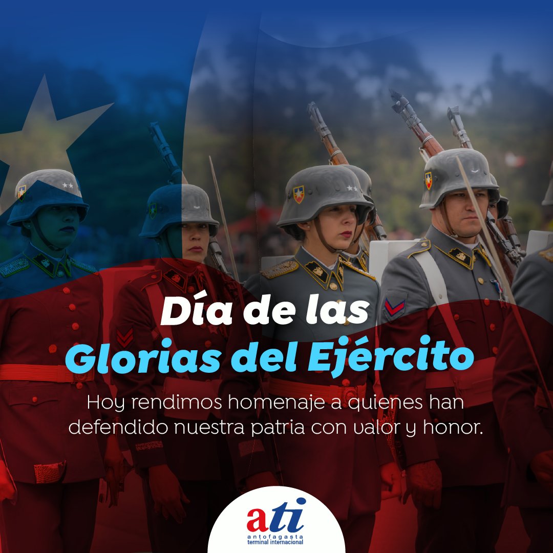 ¡Feliz Día de las Glorias del Ejército! 🇨🇱🎖️

Hoy conmemoramos la valentía y el sacrificio de nuestro Ejército, vital para la defensa y seguridad de Chile. En ATI, honramos este legado con respeto y gratitud.