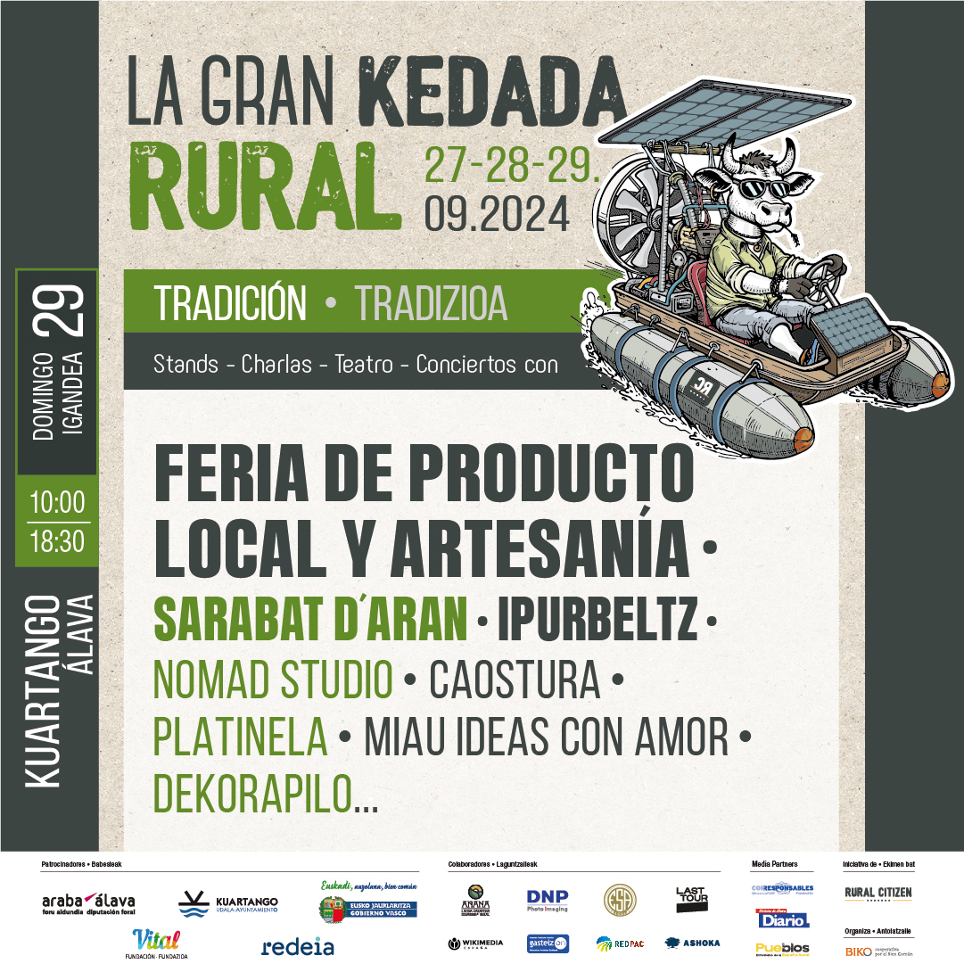 ¡Llega #LaGranKedadaRural! Mucho Talento, Cultura, Tradición e Innovación para aprender, inspirarse y disfrutar. 
Desde #GasteizOn somos organización colaboradora de este evento porque creemos en la fuerza de lo #rural (+)

Info y reservas: lagrankedadarural.org 

@RuralCitizen
