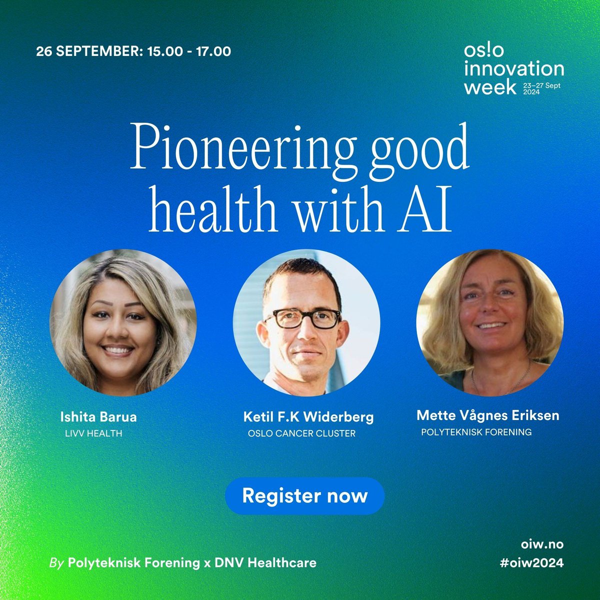 🩺 Pioneering good health with AI

With #AI fast approaching peak hype, we are stepping into the thrilling intersection of artificial intelligence and healthcare, and how AI improves and saves lives.

Register now:
↘hubs.li/Q02QqwZY0

#oiw2024
#pioneers
