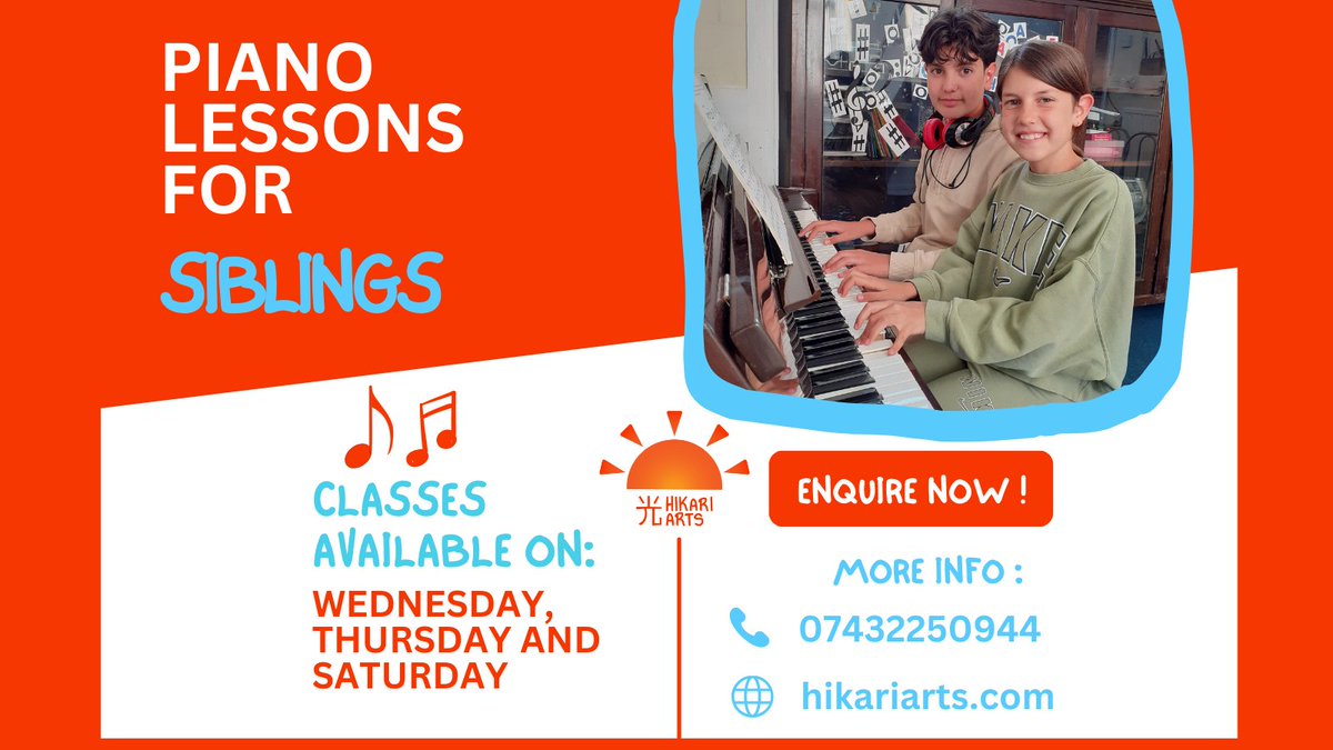 hikariartsuk's tweet image. Do you have siblings who are both itching to have piano lessons? At Hikari Arts we believe that learning music is a wonderful experience for the whole family. Contact us for more info on our piano classes for siblings!
 #pianolessonsforkids #pianolessonsforbeginners