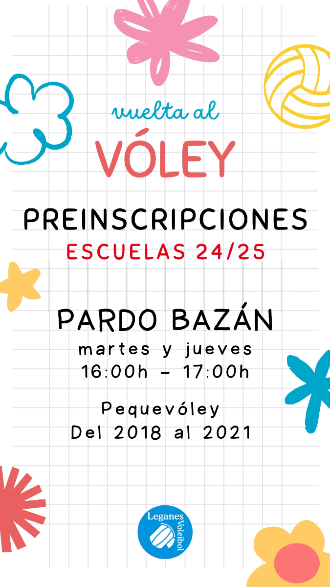 VoleibolLeganes's tweet photo. 🏐📚 #PEQUEVOLEY | ¡¡Vuelta al Vóley!!
🏫 Escuela PARDO BAZÁN
📆 Martes y Jueves de 16:00h a 17:00h
🏐 Pequevóley (2018 - 2021)
📲 ¡¡Ya puedes preinscribirte!! ➡️ https://t.co/KLDfl73jDV
#VamosLega 💙🤍
#LeganESvóley 🤩🏐 https://t.co/tzuuAHkFkZ