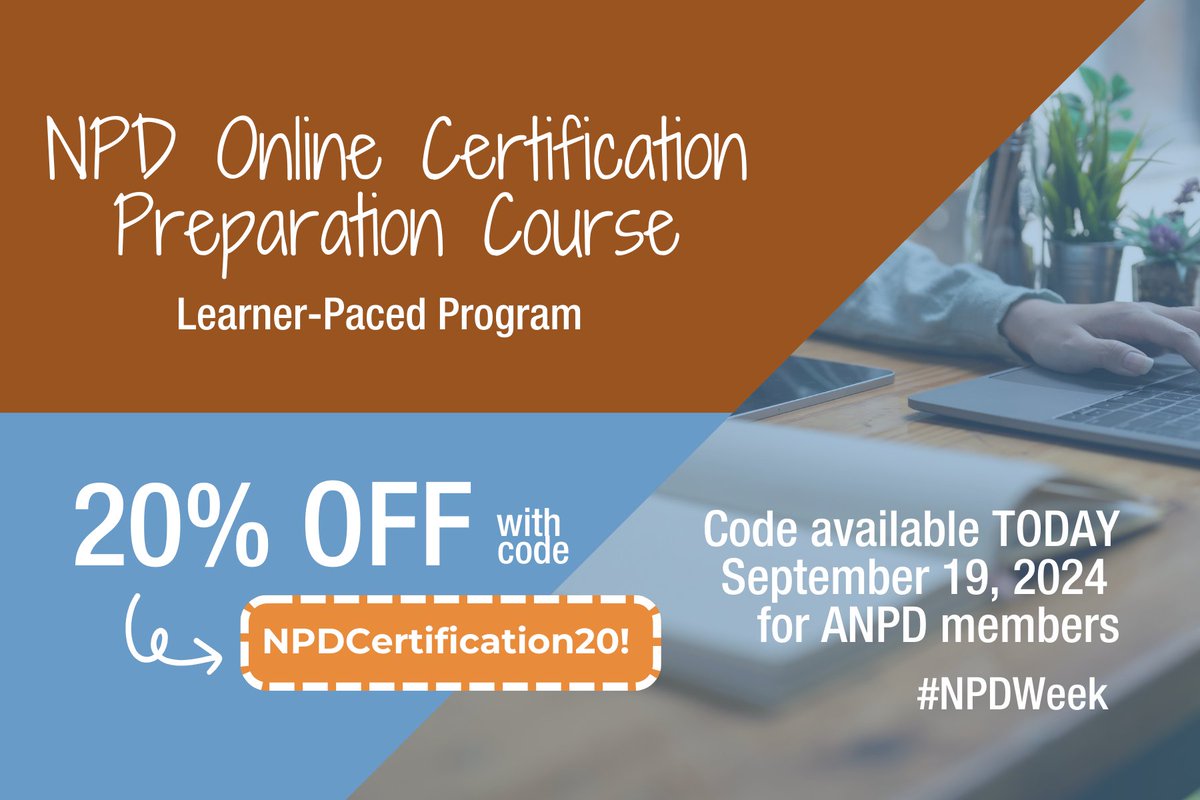 For today's #NPDWeek 🎇 flash sale 🎇, we're offering a 20% discount on the Nursing Professional Development Online Certification Preparation Course. Use code NPDCertification20! at checkout to redeem. bit.ly/3B4eo5G

Discount valid for today only, September 19, 2024.