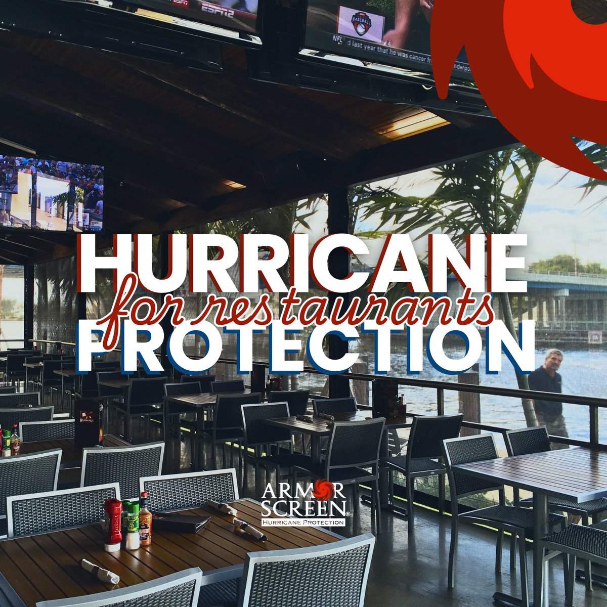 ArmorScreen's tweet image. Armor Screen offers discreet, powerful protection for your restaurant’s windows, patios, and outdoor spaces. Learn more:zurl.co/3q0G  #HurricaneProtection #RestaurantSafety #ArmorScreen #BusinessSecurity