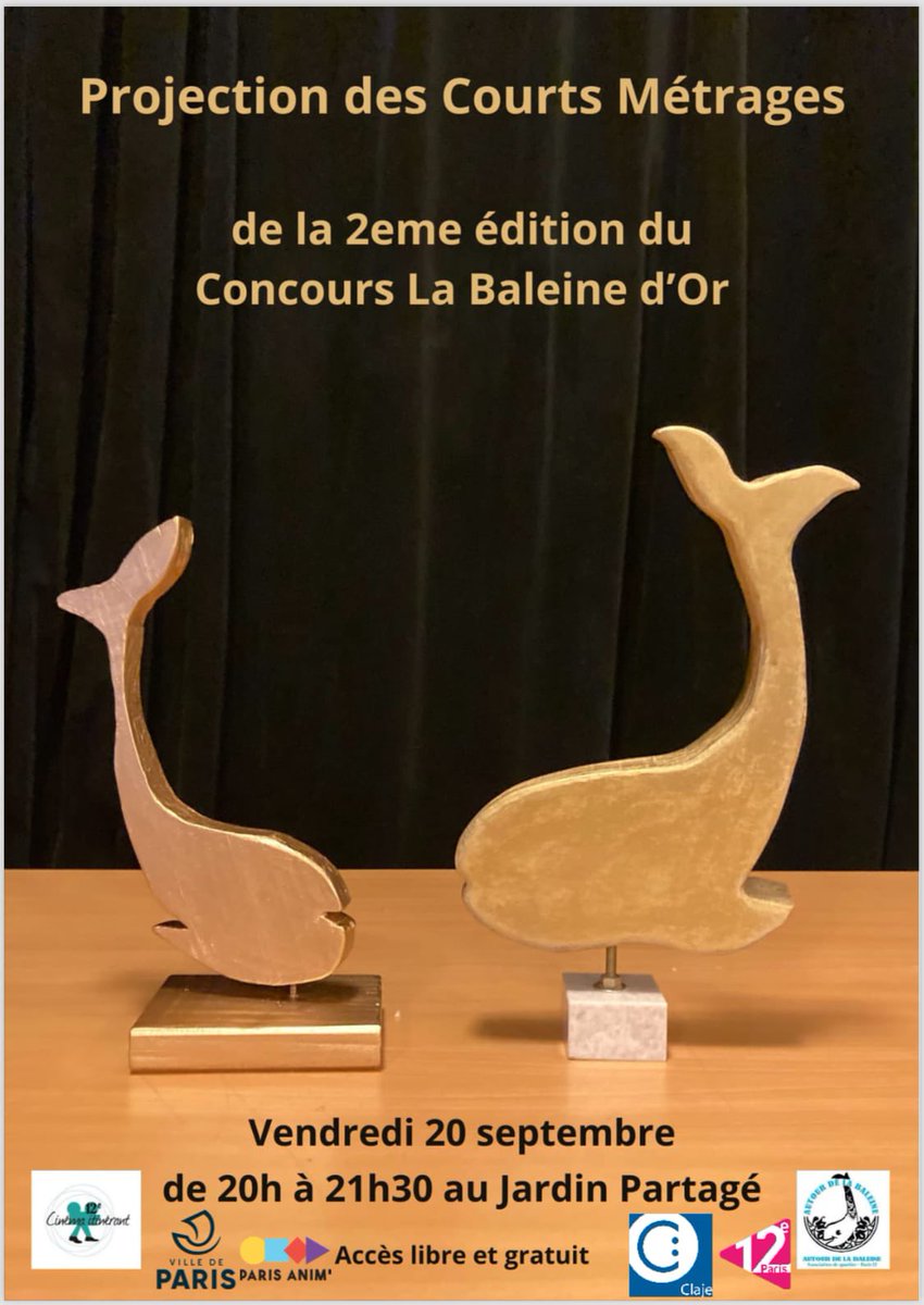Prochain rendez-vous au jardin partagé : ce vendredi 20 septembre à partir de 20h00 pour du cinéma en plein air 🎥🎞️

Projection des courts-métrages (faits par des membres de l’association) de la deuxième édition du concours La Baleine d’Or 🐋

#paris12
#jardin