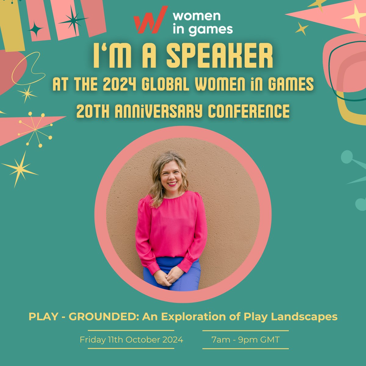 🎮  Exciting Announcement! 🎮

I'm thrilled to be speaking at the 20th Anniversary Women in Games Global Conference – PLAY GROUNDED – celebrating 20 years of empowering women in gaming!

shorturl.at/HJvbJ

#WIGConf24 #WomenInGames #GamingForGood #WomenInTech #DayOfTheGirl