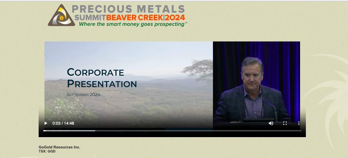GoGoldResources's tweet photo. $GGD $GGD.to 

GoGold Resources CEO Brad Langille presents to the Precious Metals Summit, Beaver Creek last week in Colorado. 

https://t.co/qJlEwxsC8A

#Gogold #silver #gold #miningstocks #TSX #juniormining https://t.co/hsy1obvw2Y