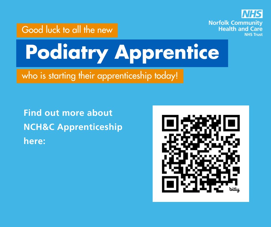 Good luck to Amy Thompson our new Podiatry Apprentice within <a href="/NCHC_NHS/">NCH&C</a>. Starting the 4 year apprenticeship journey at <a href="/UEL_News/">Uni of East London</a> today.

#Apprenticeship #NHS