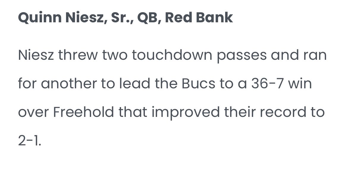 QuinnNiesZ's tweet image. Honored to be named OPOTW week 2 @CoachFallonRBR @CoachFallonRBR @BucStrength