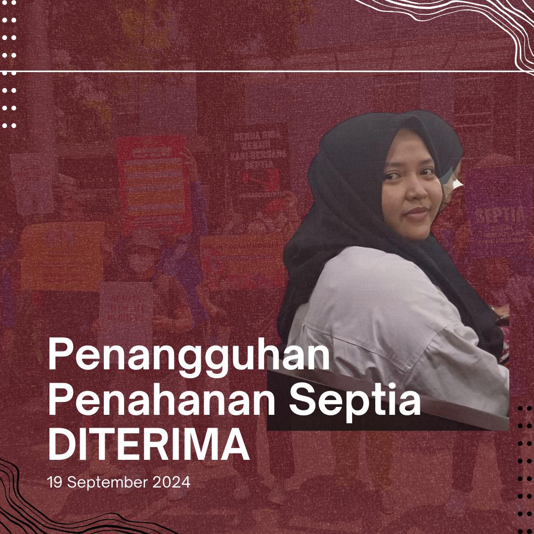 Alhamdulillah...
Penahanan SEPTIA ditangguhkan!

#gsbivaksentral
#gsbimilitan 
#bebaskanseptia