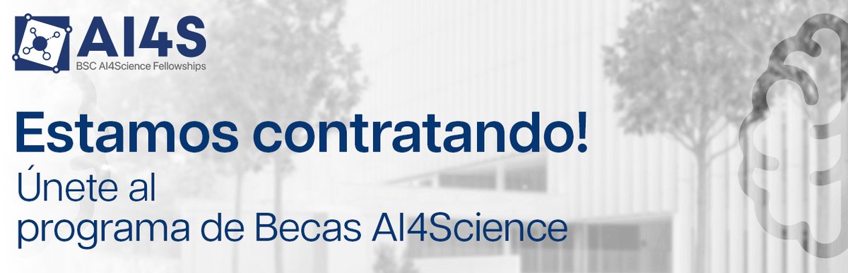 ⭕El BSC busca personal científico altamente cualificado en el marco del programa de becas #AI4Science 

🔴Queremos formar a➕de 150 profesionales en el ámbito de la #IA y la #supercomputación

🌐bsc.es/AI4S

#GeneraciónD #PlanDeRecuperación #NextGenerationEU #AI4S
