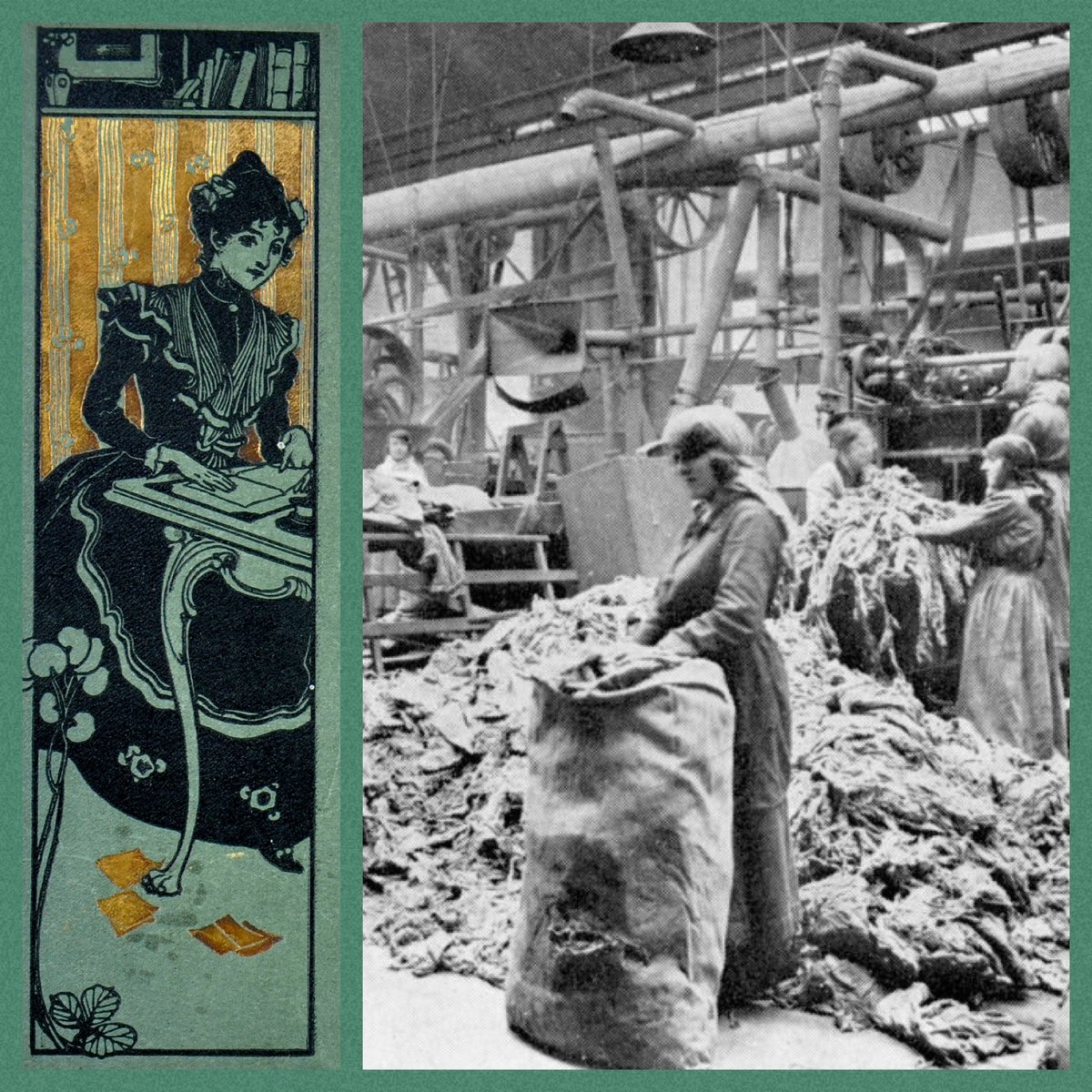 NL_Heritage's tweet image. Two very different views of paper production &amp;amp; use from 
Robert Craig &amp;amp; Sons. They made blotting paper at Caldercruix in North Lanarkshire

Left illustration is from a pad of blotting paper, the one on the right showing rag sorting from a company catalogue
culturenlmuseums.co.uk/story/rags-to-…