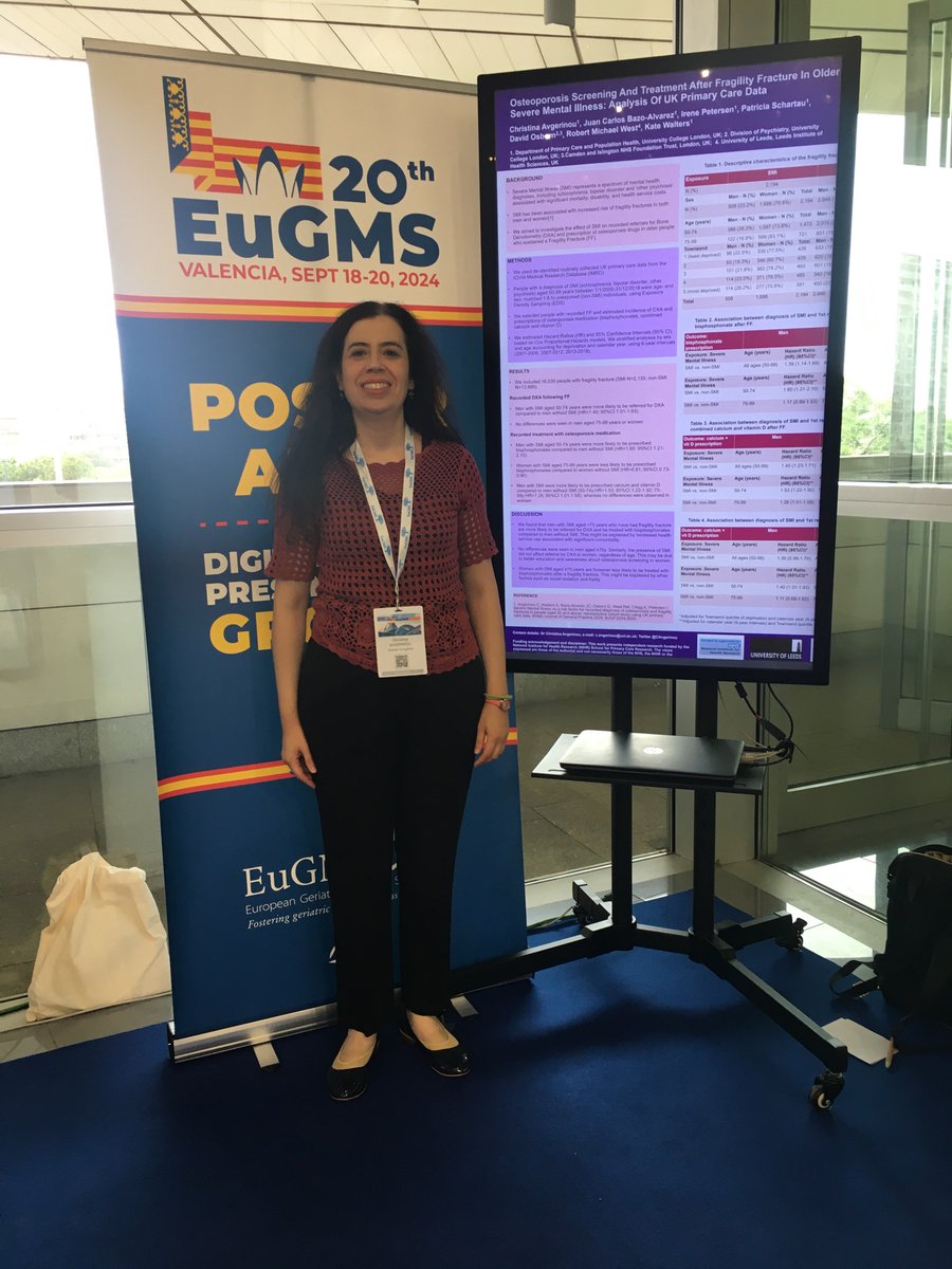 CAvgerinou's tweet image. Delighted to give a poster presentation on the effect of severe mental illness on osteoporosis treatment and screening in people with fragility fracture @i_petersen @juanbazoa @DrPatriciaES @UCL_PCPH #Eugms2024Congress #EuGMS