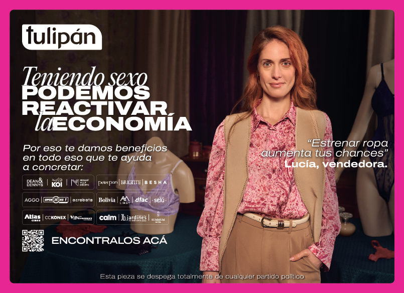 Usar lencería nueva en la cita con tu chongx aumenta un 85%* tus chances de c*lear y además, le das una manito a la economía   

*Dato a chequear

tulipan.com.ar/primavera