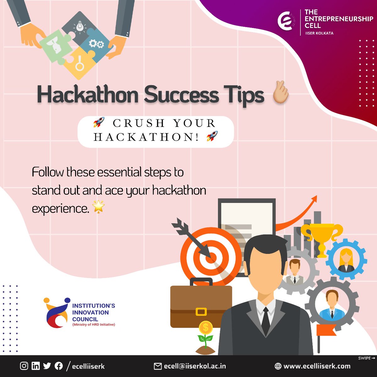 ecelliiserk's tweet image. Crushing your hackathon? 🚀 Build the right team, brainstorm smart solutions, and deliver an epic project! 💡💻 #HackathonTips #Innovation #Teamwork #Tech #Coding #sih2024 #smartindiahackathon2024 @