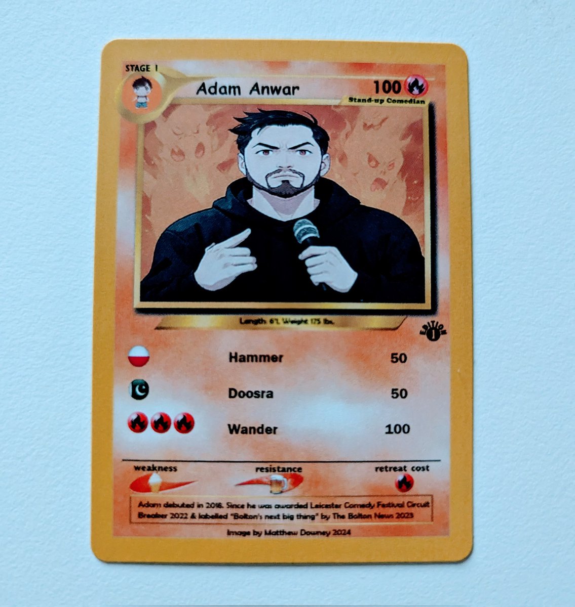 IAmAdamAnwar's tweet image. Merch drop 🎤

I’m buzzing to announce my new limited edition trading card is now available! 🃏✨ 

Only 100 available so this is your chance to support &amp;amp; own a piece of my comedy journey, for just a fiver! 

The last one sold out in Edinburgh – message me now to get yours 👇🏽