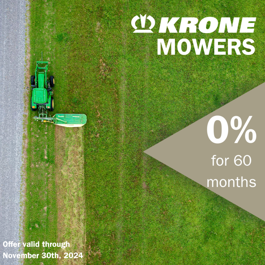 Don’t miss out on 0% financing for 60 months on a KRONE Mower! This offer ends November 30th. Snag one while you can!