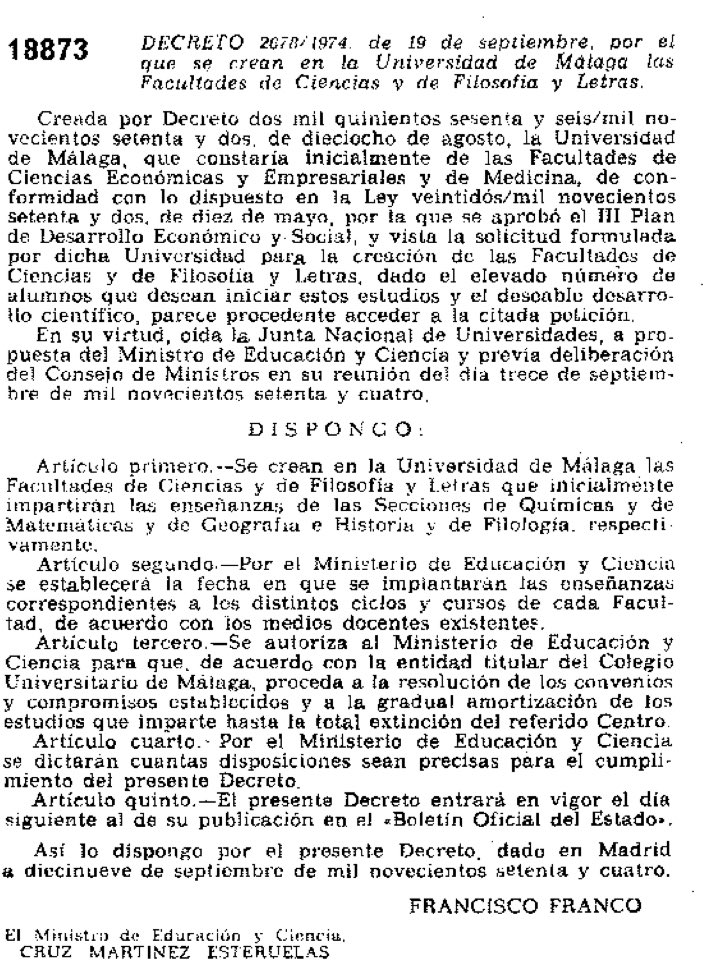 Hoy, 19 de septiembre de 2024, se cumplen 50 años de la creación de la Facultad de Filosofía y Letras de la Universidad de Málaga. Gracias a tod@s los que habéis hecho posible este medio siglo de existencia de @LetrasUMA.  
<a href="/InfoUMA/">Universidad de Málaga</a>