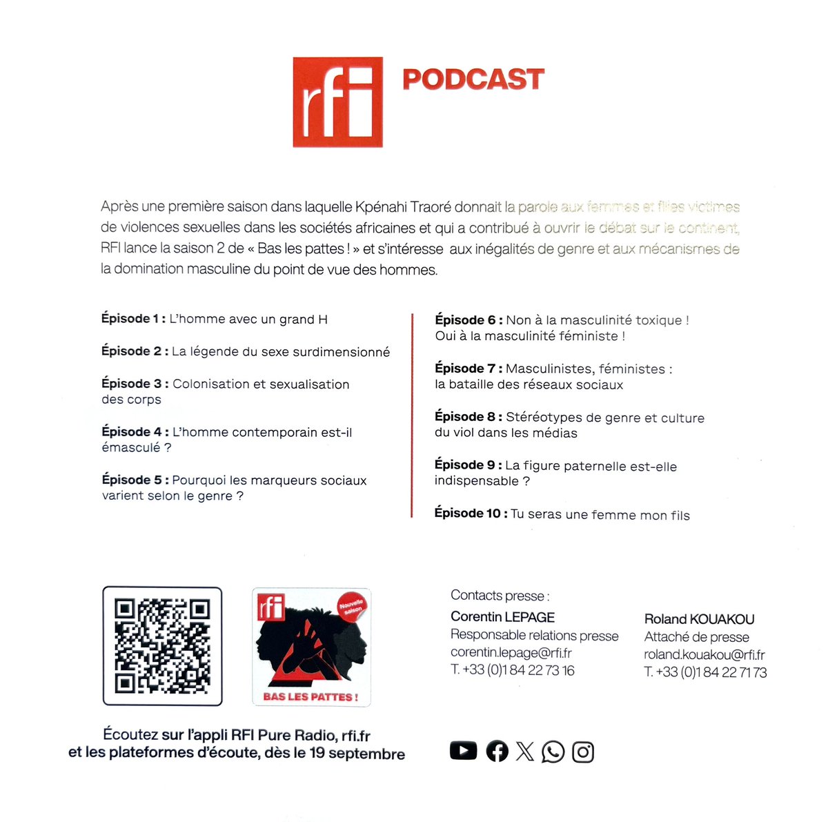 CecileMegie's tweet photo. Lancement par @RFI de la nouvelle saison du podcast « Bas les pattes ! » @KpenahiTraore et Guillaume Buffet #MeToo à la Maison de la #Conversation 
À écouter dès demain sur l’appli RFI Pure Radio et les plateformes d’écoute. https://t.co/Aa3bCN69J7