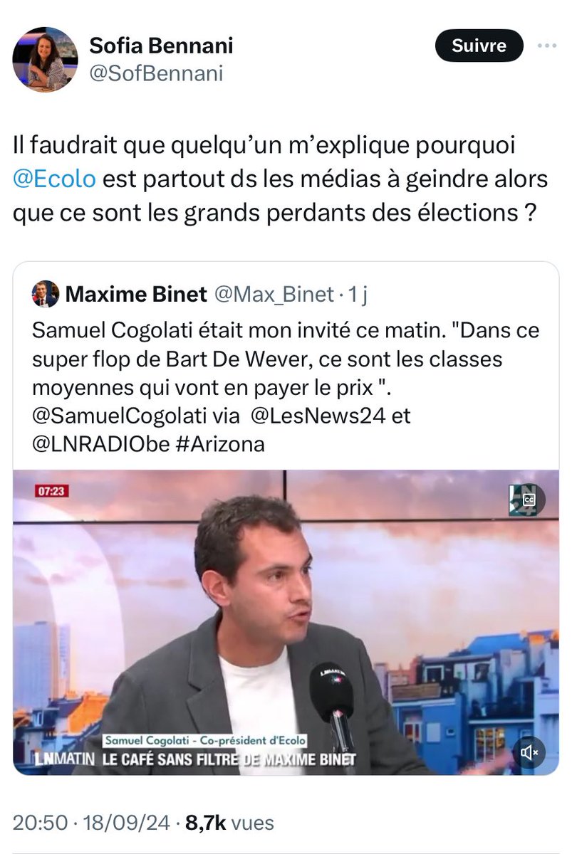 SimVandamme's tweet photo. Et donc, sans crier gare, une élue bruxelloise @LesEngages_be s’étonne qu’un parti d’opposition prenne la parole dans les médias. Mais c’est quoi cette manière de concevoir la #démocratie ??? 
Franchement, c’est fort préoccupant. 
Tu es sur la même ligne @cdebeukelaer ? https://t.co/R2xJDPAGu1