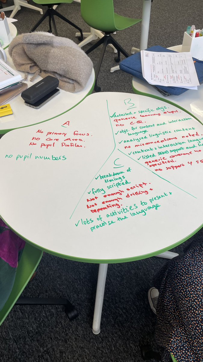 We are scrutinising what makes a good lesson plan in a language lesson today in <a href="/NML_Teach/">NML SCITT</a>  @oundleschool Some great thinking going on here!