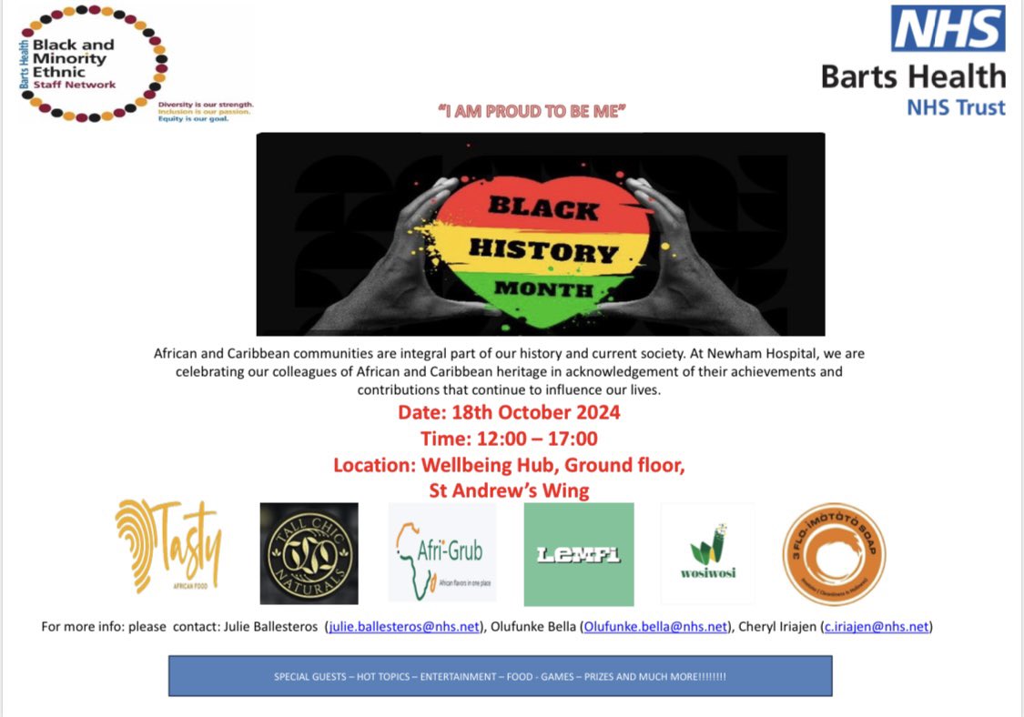 Julie Ballesteros (@julietb08) on Twitter photo Come and join us!!!
<a href="/BartsHealthBME/">Barts Black & Minority Ethnic Network</a> <a href="/BH_Include/">@BH_InclusionCentre</a> @newhamhospital <a href="/NHSBartsHealth/">Barts Health</a> <a href="/BartsWellbeing/">Employee Wellbeing</a> <a href="/Barts_Charity/">Barts Charity</a> <a href="/mari_sha40/">Shannon Anderson</a> <a href="/DelvirMehet/">Del Mehet</a> <a href="/atabraham/">Ajit Abraham</a> <a href="/DanielWaldron01/">Daniel Waldron</a> <a href="/shanedegaris/">Shane Degaris</a> <a href="/S_AshtonNHS/">Simon Ashton</a> <a href="/CAlexanderNHS/">Caroline Alexander</a> <a href="/drliat/">Liat Sarner</a> <a href="/FunkeBella/">FabulousFunky🤗</a> <a href="/CatrionaRowland/">Catriona (Catrina)💙 #BHWellbeing</a> <a href="/marcrodree/">Marc Rodriguera</a> <a href="/BHWomen_network/">Barts Health Women's Network</a> Come and join us!!!
<a href="/BartsHealthBME/">Barts Black & Minority Ethnic Network</a> <a href="/BH_Include/">@BH_InclusionCentre</a> @newhamhospital <a href="/NHSBartsHealth/">Barts Health</a> <a href="/BartsWellbeing/">Employee Wellbeing</a> <a href="/Barts_Charity/">Barts Charity</a> <a href="/mari_sha40/">Shannon Anderson</a> <a href="/DelvirMehet/">Del Mehet</a> <a href="/atabraham/">Ajit Abraham</a> <a href="/DanielWaldron01/">Daniel Waldron</a> <a href="/shanedegaris/">Shane Degaris</a> <a href="/S_AshtonNHS/">Simon Ashton</a> <a href="/CAlexanderNHS/">Caroline Alexander</a> <a href="/drliat/">Liat Sarner</a> <a href="/FunkeBella/">FabulousFunky🤗</a> <a href="/CatrionaRowland/">Catriona (Catrina)💙 #BHWellbeing</a> <a href="/marcrodree/">Marc Rodriguera</a> <a href="/BHWomen_network/">Barts Health Women's Network</a>