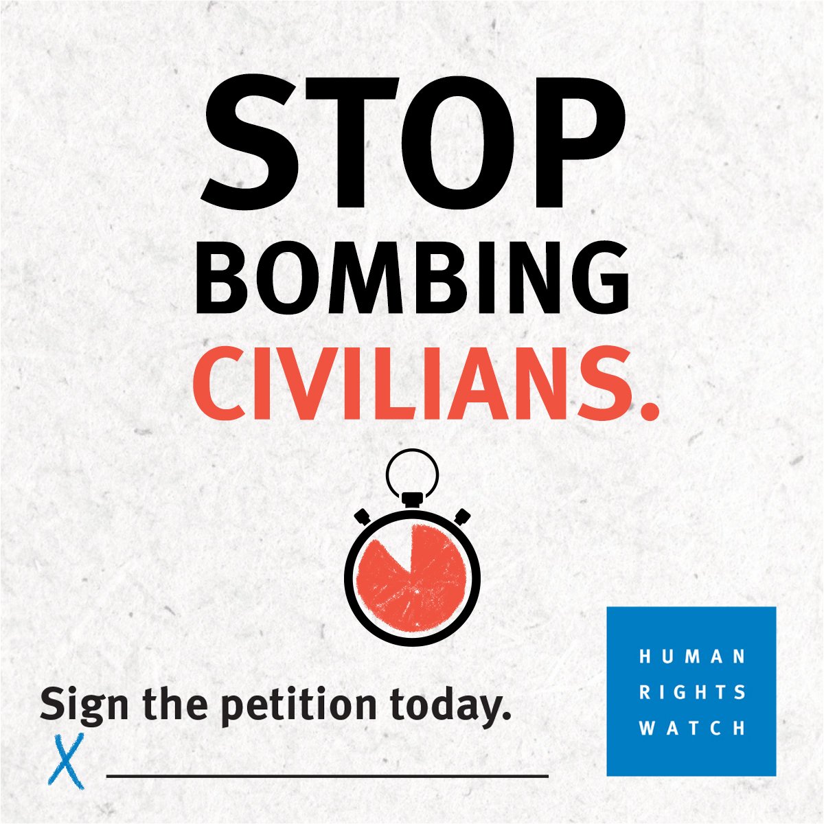 From #Gaza to #Sudan, #Ukraine &amp; beyond, the use of explosive weapons in populated areas is one of the greatest threats to civilians in contemporary armed conflict. 
Sign the petition to #StopBombingCivilians &amp; urge gov'ts to join the landmark declaration:
hrw.org/StopBombingCiv…