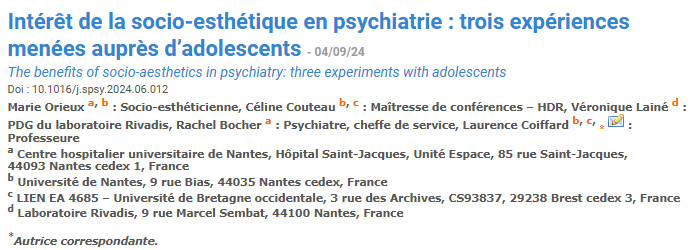 Laurence Coiffard (@cosmetexpert) on Twitter photo Retour sur le cas de 3 jeunes adolescents pris en charge dans le service de psychiatrie (secteur 5) du <a href="/CHUnantes/">CHU de Nantes</a> et ayant bénéficiés d'une prise en charge socio-esthétique... c'est à lire dans le dernier n° de Soins psychiatrie Retour sur le cas de 3 jeunes adolescents pris en charge dans le service de psychiatrie (secteur 5) du <a href="/CHUnantes/">CHU de Nantes</a> et ayant bénéficiés d'une prise en charge socio-esthétique... c'est à lire dans le dernier n° de Soins psychiatrie