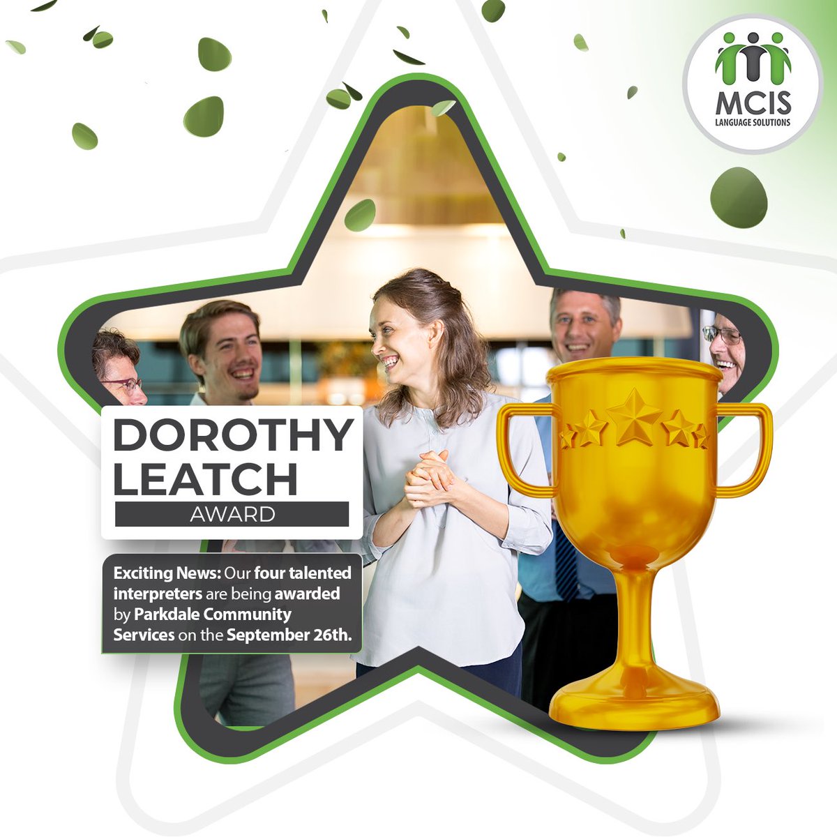 MCISLanguages's tweet image. We’re excited to announce that four MCIS interpreters will receive the Dorothy Leatch Community Award at the Parkdale Community Legal Services AGM on September 26th!

#DorothyLeatchAward #CommunityHeroes #PCLS #MCISInterpreters #MCIS