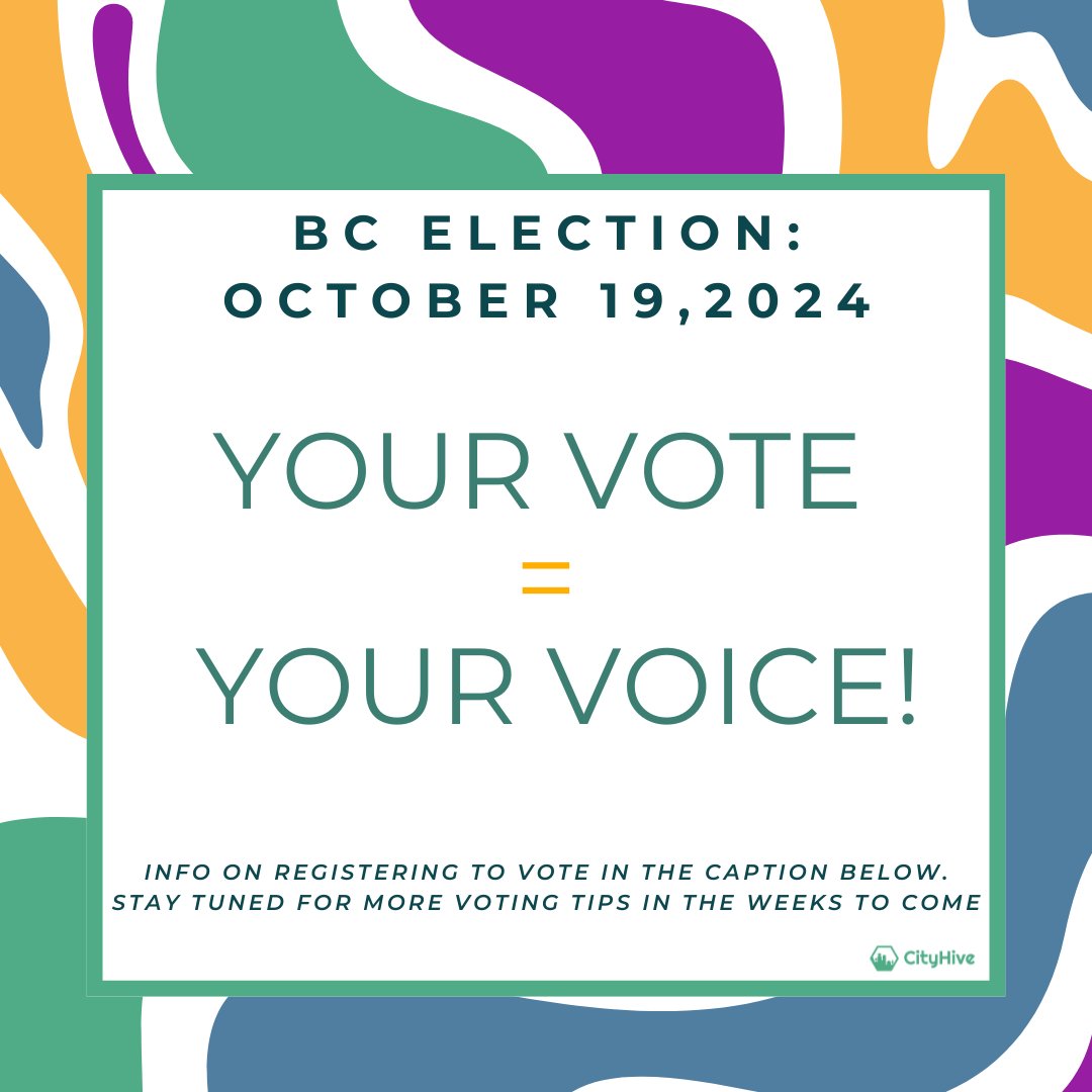 Don’t sit this one out! 🌍 The BC Election is your chance to have a say in the future of our province. From climate action to housing, the future of our communities is in your hands.
🗓 Mark your calendar: Election Day is October 19, 2024.