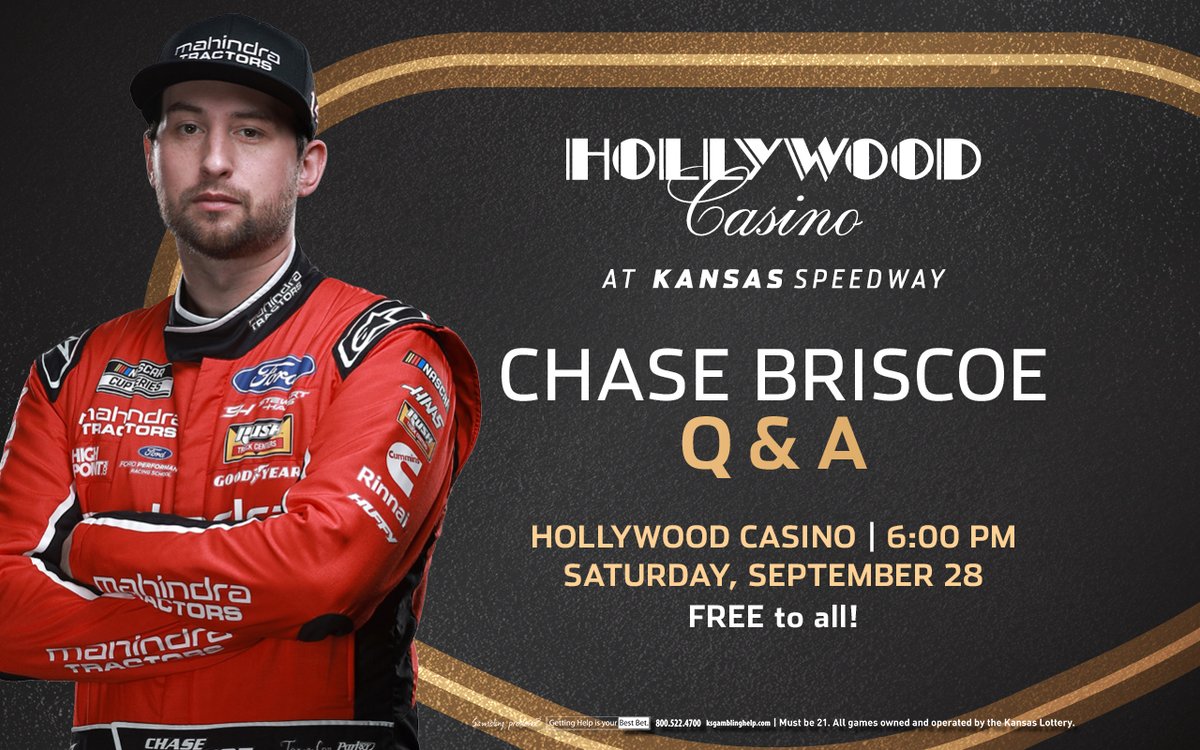 Hollywood_Kan's tweet photo. Race weekend is almost here! Join us on Saturday, September 28 for a @NASCAR driver Q&amp;A with @ChaseBriscoe_14 at 6PM! 🏎️ 🏁 Must be 21. https://t.co/l33i3GBmcp
