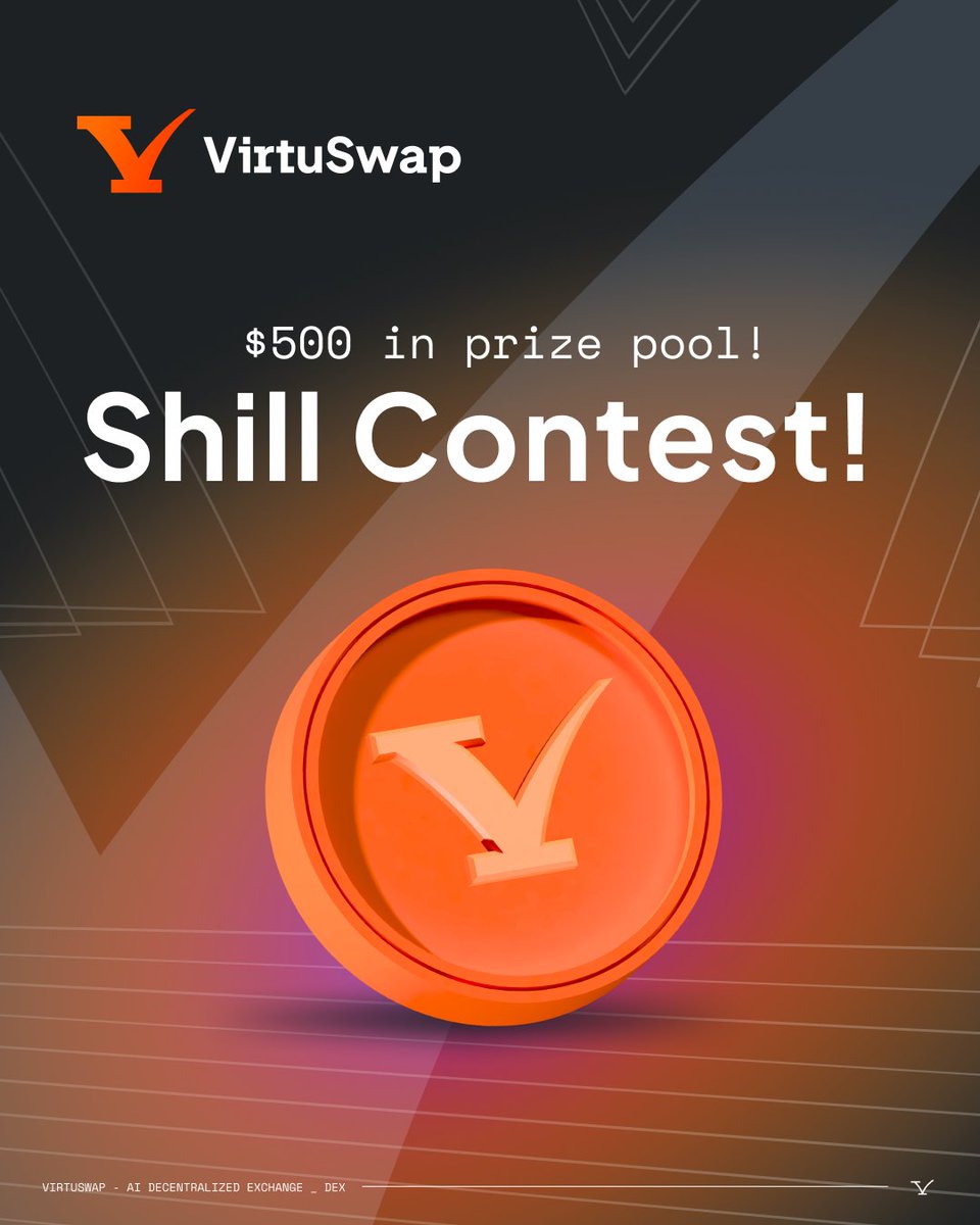 VirtuSwap | AI-powered DEX ⚙️ (@virtuswap) on Twitter photo 💥 VirtuSwap SHILL CONTEST! 💥
$500 in prize pool! 💰
It’s simple:
👉🏻 Follow <a href="/VirtuSwap/">VirtuSwap | AI-powered DEX ⚙️</a>
👉🏻 Like & RT this post
👉🏻 Write an awesome thread about VirtuSwap #AI-powered DEX! (Minerva AI is taking #DeFi to new heights!)
10 winners will each earn $50 in $VRSW! 💸
Deadline: 💥 VirtuSwap SHILL CONTEST! 💥
$500 in prize pool! 💰
It’s simple:
👉🏻 Follow <a href="/VirtuSwap/">VirtuSwap | AI-powered DEX ⚙️</a>
👉🏻 Like & RT this post
👉🏻 Write an awesome thread about VirtuSwap #AI-powered DEX! (Minerva AI is taking #DeFi to new heights!)
10 winners will each earn $50 in $VRSW! 💸
Deadline: